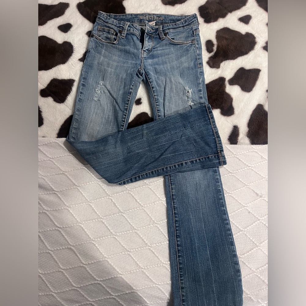 Distressed bootcut jeans